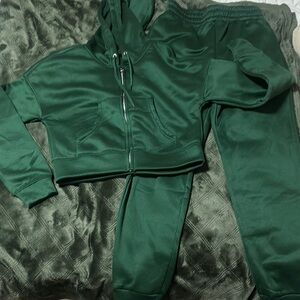 Green Hoodie and Sweatpants Set